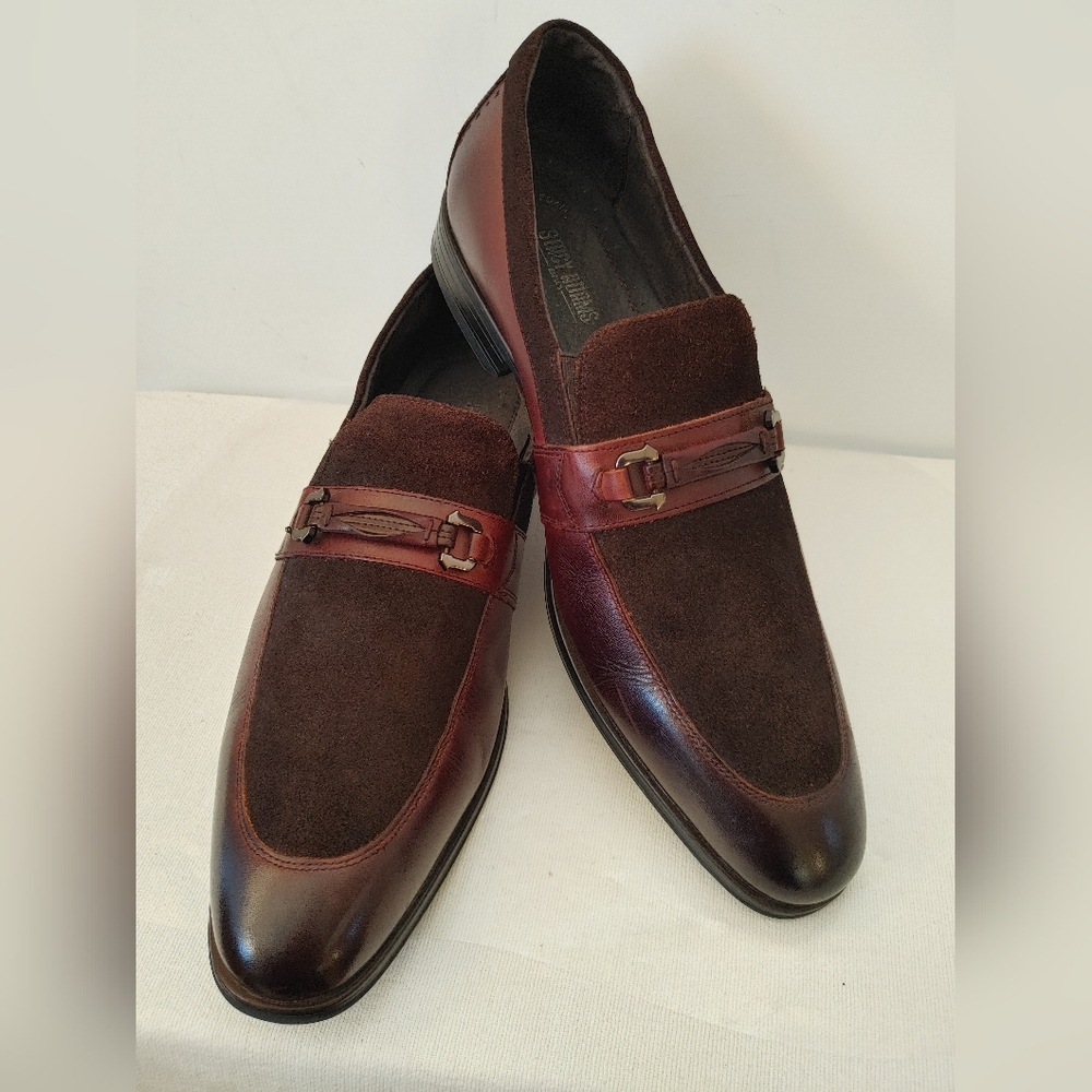 Stacey Adams Mens Slip On Dress Shoe Loafer Size 11.5M Burgundy/Brown